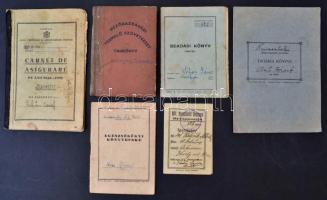 1920-55 Vegyes okmány tétel (tagságik, beadási köny, stb,) 6db, különböző méretben és minőségben