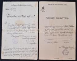 1850-1927 Vegyes okmány tétel, köztük anyakönyvi okmányok, visszahonosítási okmányok, több viaszpecs...