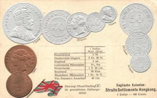 Straits Settlements Hongkong; set of coins Emb.