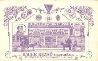 Budapest VIII. Hauer Rezső-féle cukrászda reklám; Rákóczi út 47.