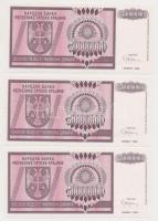 Horvátország / Krajna Szerb Köztársaság 1993. 50.000.000D (6x) helyettesítő bankjegy, a sorszámokban...