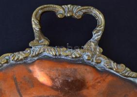 Díszes réz tálca, 57x35 cm