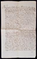 1770 Az egri káptalan 1665. évi, a Pottornyay- és a Dőry-családok közti birtokügy tárgyában kelt oklevelének hiteles átírásáról készült egyszerű másolat, rányomott viaszpecsét nyomával