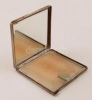 Ezüst(Ag) púdertartó, tükörrel, jelzett, 7,5x7,5 cm, br: 113,8 g