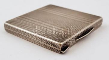 Ezüst(Ag) púdertartó, tükörrel, jelzett, 7,5x7,5 cm, br: 113,8 g