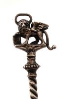"Ducatus Venetus" ezüstözött, zománcozott fém kanál, h: 14 cm