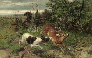 Sichere Beute, Stengel & Co. / prey, dogs, deer s: Guido Maffei, litho (EB)