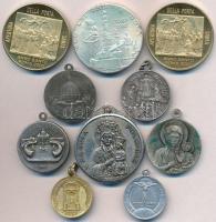 10db-os egyházi témájú emlékérem és medál, benne több II. János Pál pápát ábrázoló medál füllel T:2,...