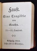 Goethe: Faust, Eine Tragödie. Leipzig, 1912, Scmidt-Günther. Kissé viseltes kiadói egészbőr kötésben. 5x3,5cm