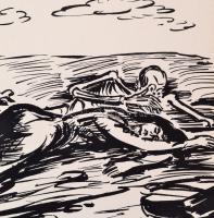 Frans Masereel (1889-1972): Halálos vizeken. Fametszet, papír, jelzett a dúcon, 34x24 cm