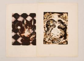 Jelzés nélkül: Állatok. 5 db linó, papír, 13x10 cm