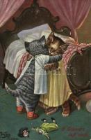 O Schmerz lass nach; cats; Theo Stroefer Serie 975. s: Arthur Thiele nach C. Fröschl