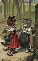 Erst einen Kuss; cats; Theo Stroefer Serie 975. s: Arthur Thiele (EB)