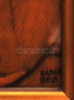 Kádár jelzéssel: Nővérek. Szén, papír, jelzett, üvegezett keretben, 23×17 cm