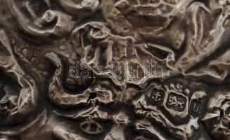 Ezüst lemezzel bevont díszes kézitükör, Ag., bruttó: 199gr., jelzett, hibás lemezzel, és lepattant t...