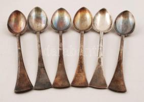 Ezüst teáskanál eredeti díszdobozban , Ag., nettó:110gr., jelzett (cca 1930), 6db, 15cm / Silver tea...