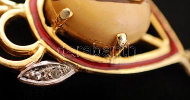 Aranyozott ezüst (Ag.) medál zománc díszítéssel és mexicoi opál  kővel, apró gyémánttokkal, jelzett,...