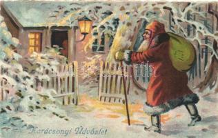 Karácsonyi üdvözlet / Christmas, Saint Nicholas, litho