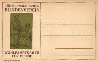 I. Österreichischer Blindenverein, Wohlfahrtkarte für Blinde, Blinednschrift. Druck von J. Gerstmayer / charity postcard for the blind, braille alphabet s: K. Schnorpfeil