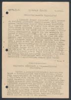 2 db. Pockingi Híradó kiadvány. 1 db. 1945. IX. 8. kiadvány 5. oldala, amely tudatja, hogy megalakult a Hazaszállítási Bizottság. 1 db. 1945. IX. 14. ugyanolyan közlemény, amely Hazaszállítási Bizottság közleményét tudatja. Gépelt papírok, amelynek a másik oldalain eredeti német nyelvű szöveg olvasható. A Németországi Pocking hadifogolytábor hivatalos kiadványai, amelyek a tábor lakóit voltak hívatottak tudósítani az őket érintő hírekről, és információkról. Illetve ,,otthoni" hírekről.