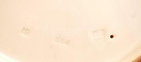 Mély nyomott pajzs jelzéssel nagy mélytányér, kézzel festett, kopott, d:26cm