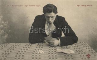 En cinq secs - set of 4 unused French playing card postcards