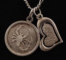 Ezüst nyaklánc két medállal, Ag., nettó:6gr., jelzett, 46cm / Silver necklace with 2 pendants, Ag, n...