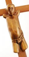 Melocco Miklós (1935-): Isten báránya (1991). Bronz, jelzett, fa korpuszra csavarozva, m:17 cm, korp...