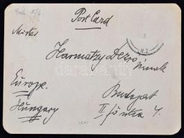 1928 Wellington (Új-Zéland), angliai hajóút előtt küldött újévi üdvözlet és tájékoztató sorok, magya...