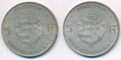 1947. 5Ft Ag "Kossuth" (2x) T:2-,3