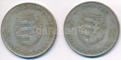 1947. 5Ft Ag "Kossuth" (2x) T:2-