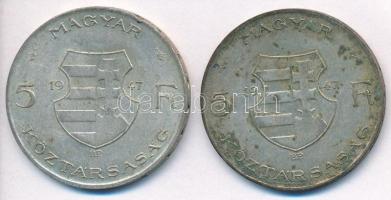 1947. 5Ft Ag "Kossuth" (2x) T:2-,3