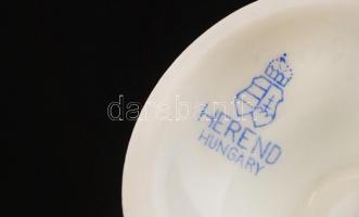 Herendi virágmintás porcelán tálka, kézzel festett, jelzett, hibátlan, m: 4,5 cm, d: 7 cm