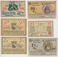 Németország / Weimari Köztársaság 1921. 6db klf szükségpénz, közte Bréma, Lilienthal, VegesackT:I-,II,III Germany / Weimar Republic 1921. 6pcs of diff necessity notes, including Bremen, Lilienthal, Vegesack C:AU,XF,F