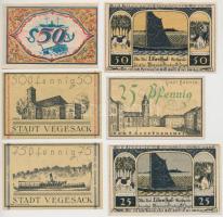 Németország / Weimari Köztársaság 1921. 6db klf szükségpénz, közte Bréma, Lilienthal, VegesackT:I-,I...