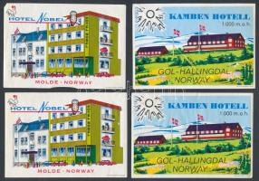 10 db különféle külföldi hotel bőröndcímke