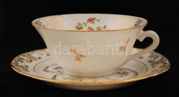 Véritable porcelán teáscsésze, 2 db, csészealjjal, összesen 4 db, matricásak, hibátlanok, jelzettek