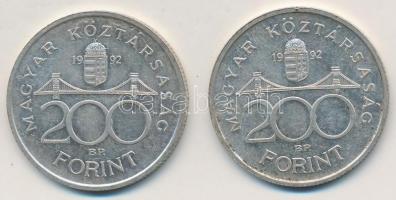 1992. 200Ft Ag "MNB" (2x) T:2