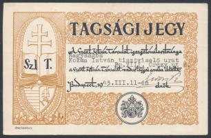 1943 a Szent István Társulat kitöltött tagsági jegye