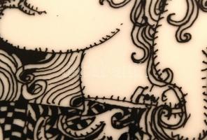 Hollóházi Szász Endre porcelánkép, hibátlan, jelzett, sorszámozott 69/500, 17x12 cm, bőr keretben