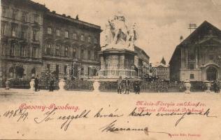 1898 Pozsony, Pressburg, Bratislava; Mária Terézia szobor / statue (kis szakadás / small tear)