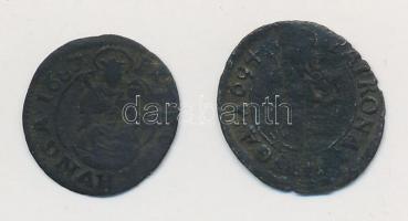 1687K-B Denár Ag "I. Lipót" (0,30g) + 1694K-B Denár Ag "I. Lipót" (0,35g) T:2- e...