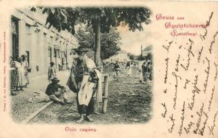 1899 Gyulafehérvár, Karlsburg, Alba Iulia; Oláh cigány, utca részlet. Palocsay kiadása / gypsy, street (EK)