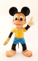 Retró Mickey egér figura, mozgatható végtagokkal, kopásnyomokkal, m: 36 cm