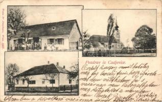 Cadavica, Csagavica, Zagiotschau; templom, üzlet, kiadja Weiss & Dreykurs / church, shop (EK)