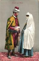 Türke mit Weib / Turkish couple, folklore (worn corners)