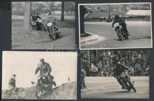 cca 1950 8 db fénykép motorversenyről, egy részük hátulján pecséttel jelzett, különböző méretben