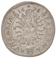 1676K-B 15kr Ag "I. Lipót" Körmöcbánya (6,64g) T:1-,2 kissé hajlott lemez / 
Hungary 1676...