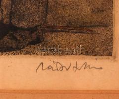 Zádor István (1882-1963): Kolduló hegedűs. Színezett rézkarc, papír, jelzett, üvegezett kereteben, 2...