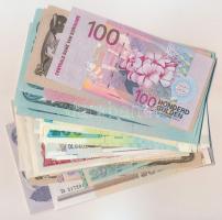 54db-os vegyes külföldi bankjegy tétel, több sorszámkövető benne, közte Afganisztán, Brazília, Burun...